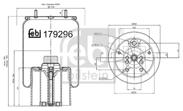 Febi 179296 Air Suspension Spring