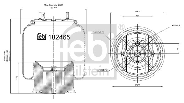 Febi 182465 Air Suspension Spring