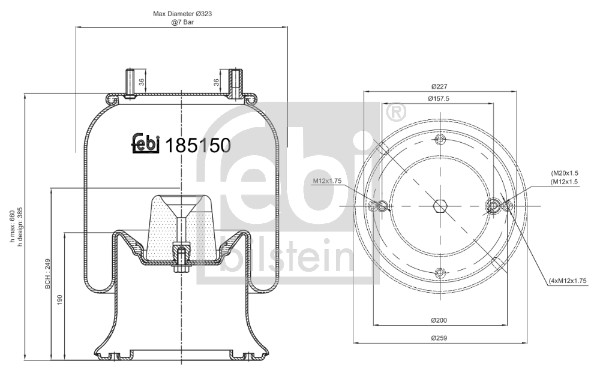 Febi 185150 Air Suspension Spring