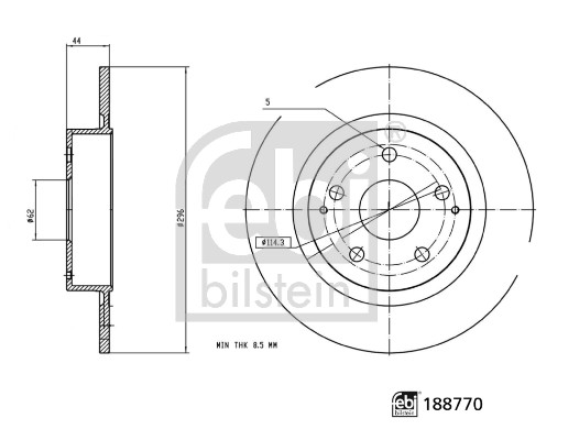 Febi 188770 2x Brake Discs Pair Solid