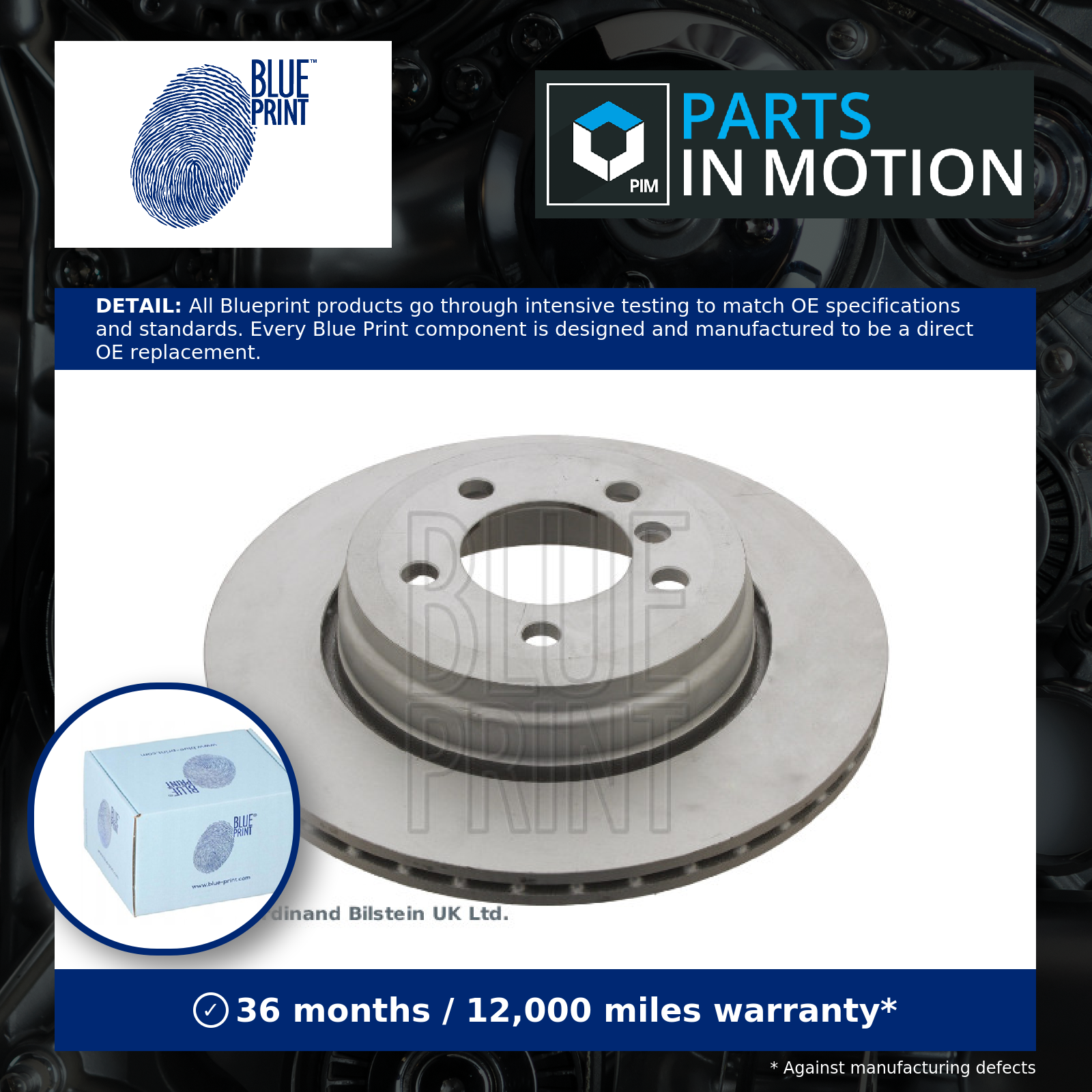 Blue Print 2x Brake Discs Pair Vented Rear ADB1143103 [PM1724275]