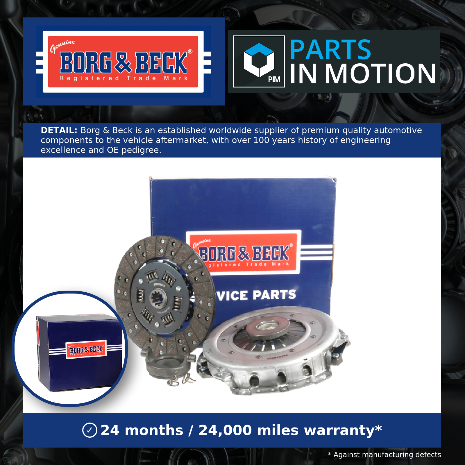 Borg & Beck Clutch Kit 3pc (Cover+Plate+Releaser) HK9702 [PM679786]
