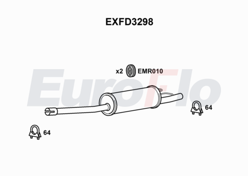 EuroFlo EXFD3298 Silencer Insert, rear muffler