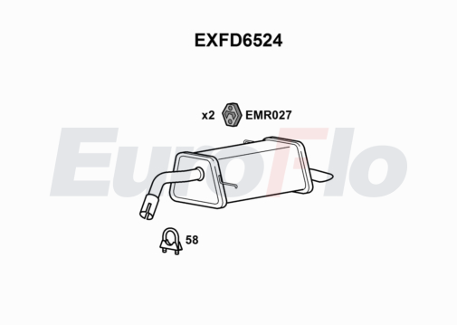 EuroFlo EXFD6524 Silencer Insert, rear muffler