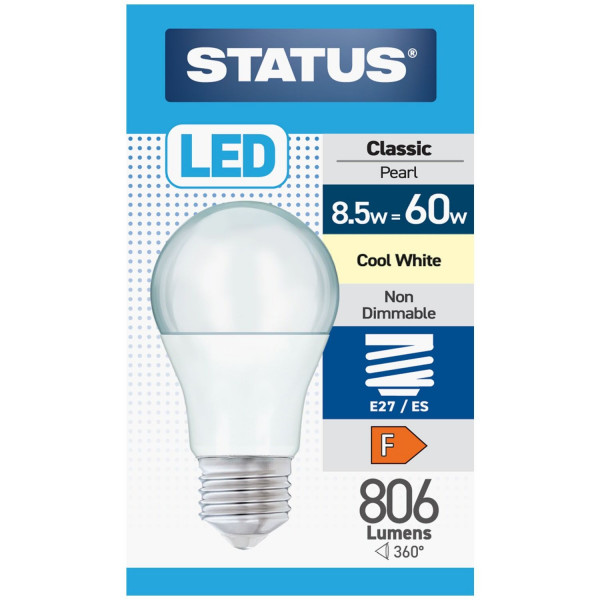 Status 8.5SLGCE27P1B10 8.5w-60w Led Gls E27 Cw