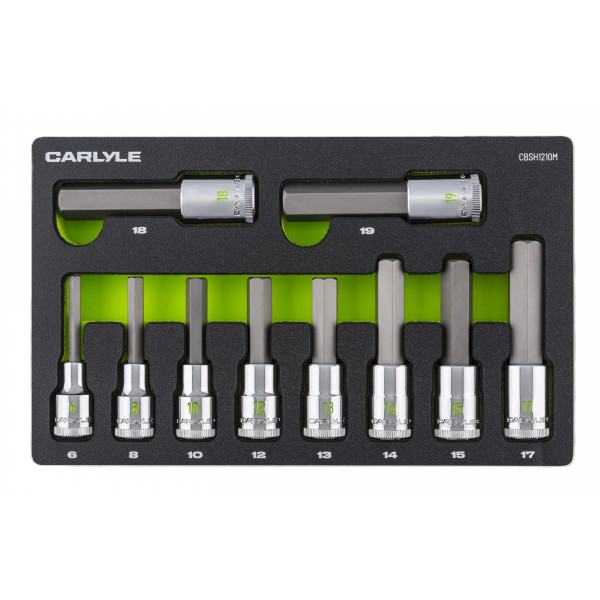 Carlyle CBSH1210M 10PC 1/2DR METRIC HEX SOCKET SET