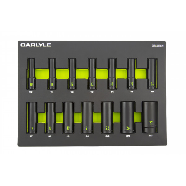 Carlyle CISSD1214M 14PC 1/2DR 6PT DEEP IMP SKT 10-27MM