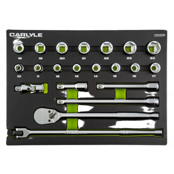 Carlyle CSS12021M 21pc 1/2dr 6pt Socket Set 10-24mm