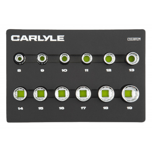 Carlyle CSS38112M 12pc 3/8dr 12pt Socket Set 8-19mm