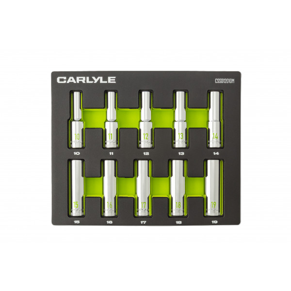 Carlyle CSSD12010M 10pc 1/2dr 6pt Deep Sckt Set 1-19mm