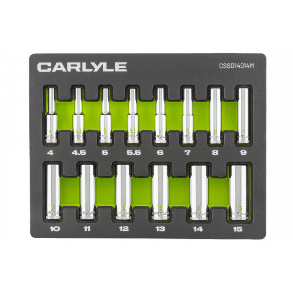 Carlyle CSSD14014M 14pc 1/4dr 6pt Deep Sckt Set 4-15mm