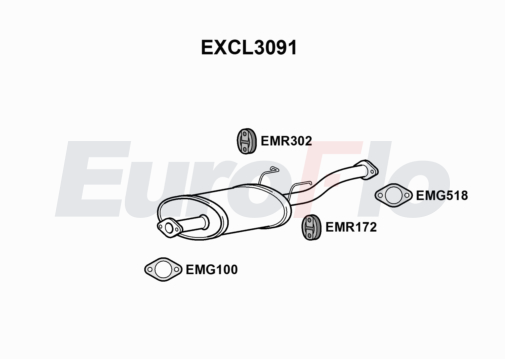 EuroFlo EXCL3091 Silencer Insert, rear muffler