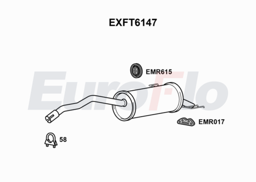 EuroFlo EXFT6147 Silencer Insert, rear muffler