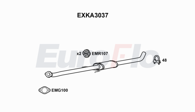 EuroFlo EXKA3037 Silencer Insert, rear muffler