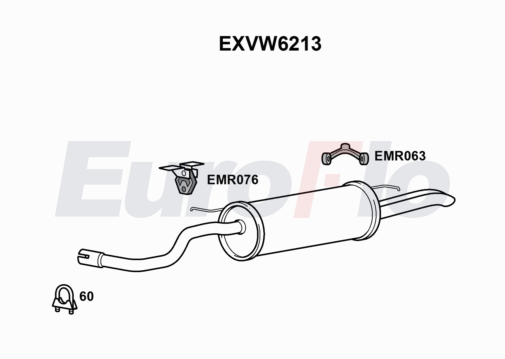 EuroFlo EXVW6213 Silencer Insert, rear muffler