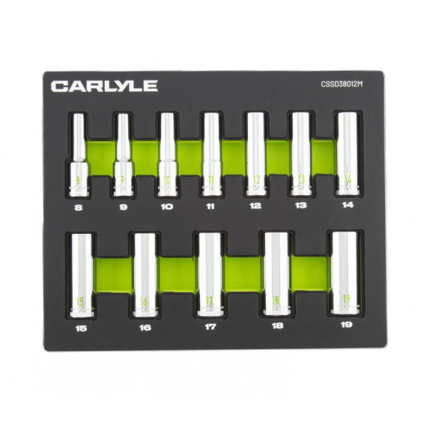 Carlyle CSSD38012M 19PC 3/8DR 6PT DEEP SCKT SET 6-24MM