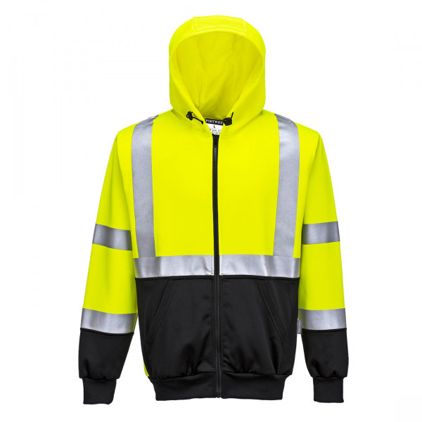 Portwest B315YBRL B315 - HI-VIS CONTRAST ZIPPED HOODIE YELLOW/BLACK