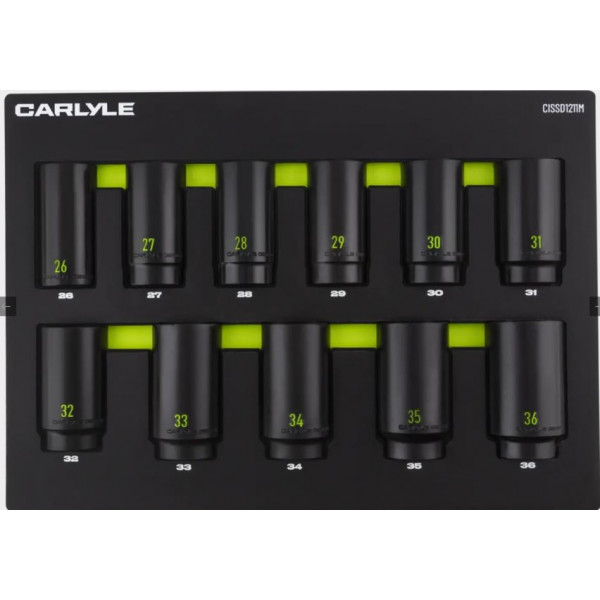 Carlyle CISSD1211M 1/2DR 6PT DEEP IMPACT SOCKET SET 26-36MM