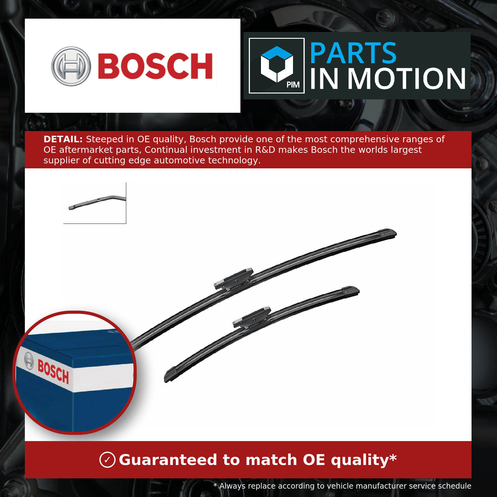 Bosch 2x Wiper Blades (Pair) Flat / Aero type Front A118S 3397007118 [PM250776]