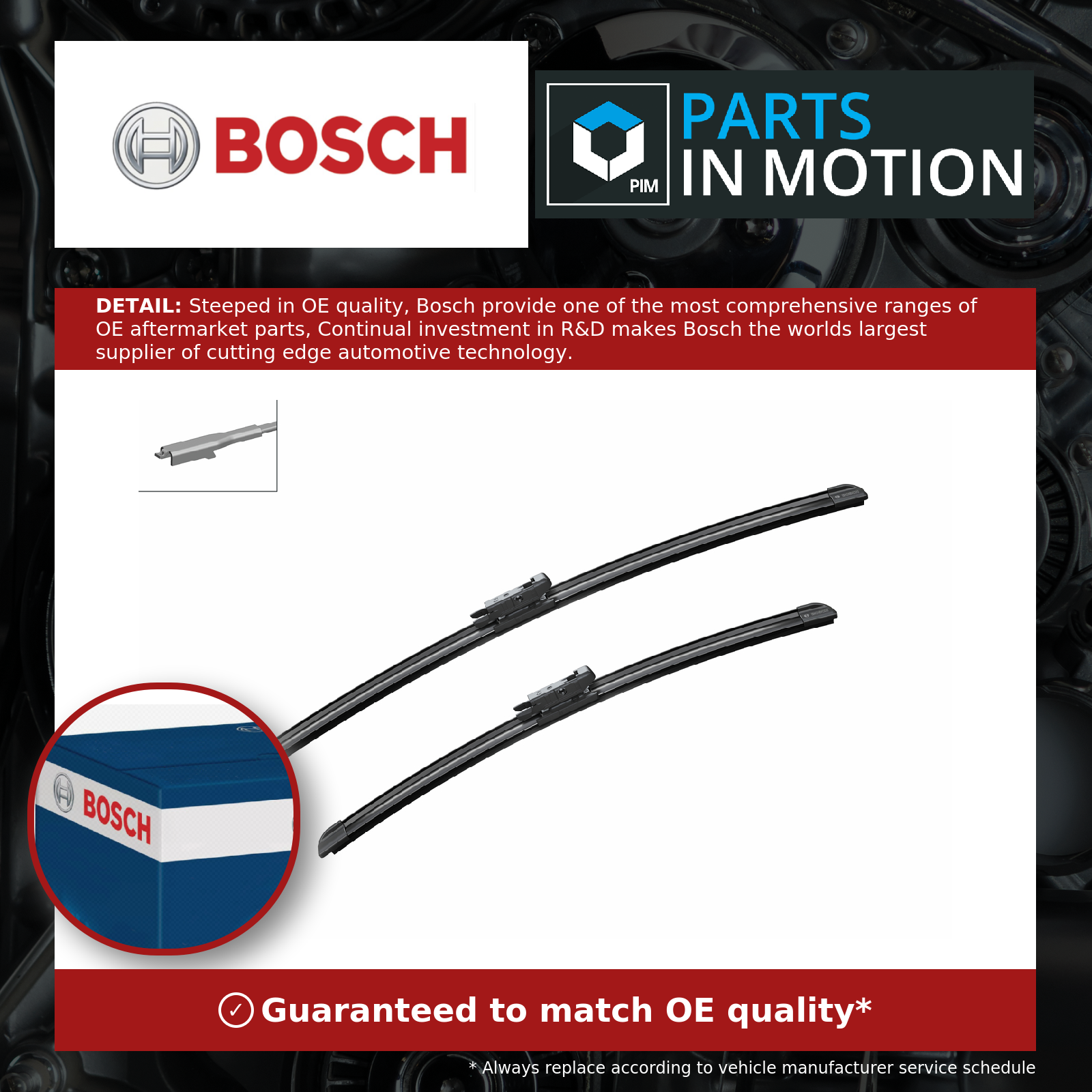 Bosch 2x Wiper Blades (Pair) Flat / Aero type Front A930S 3397118930 [PM301124]