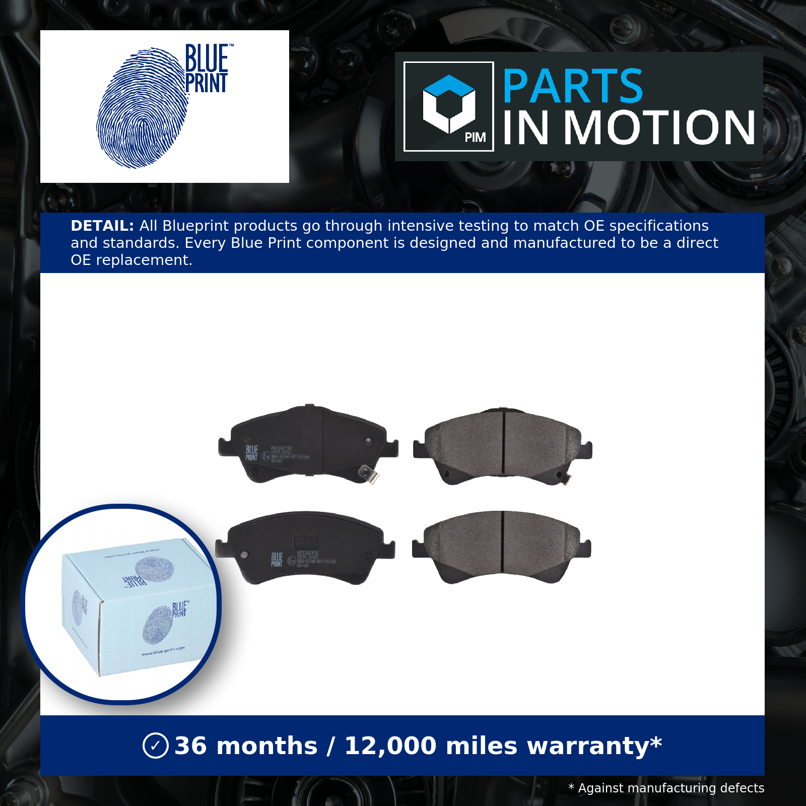 Blue Print Brake Pads Set Front ADT342174 [PM104621]