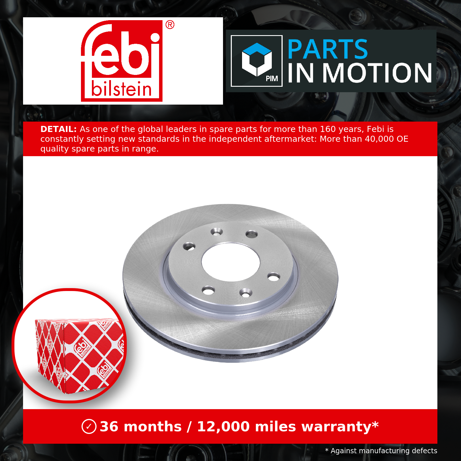 Febi 2x Brake Discs Pair Vented Front 10316 [PM356721]