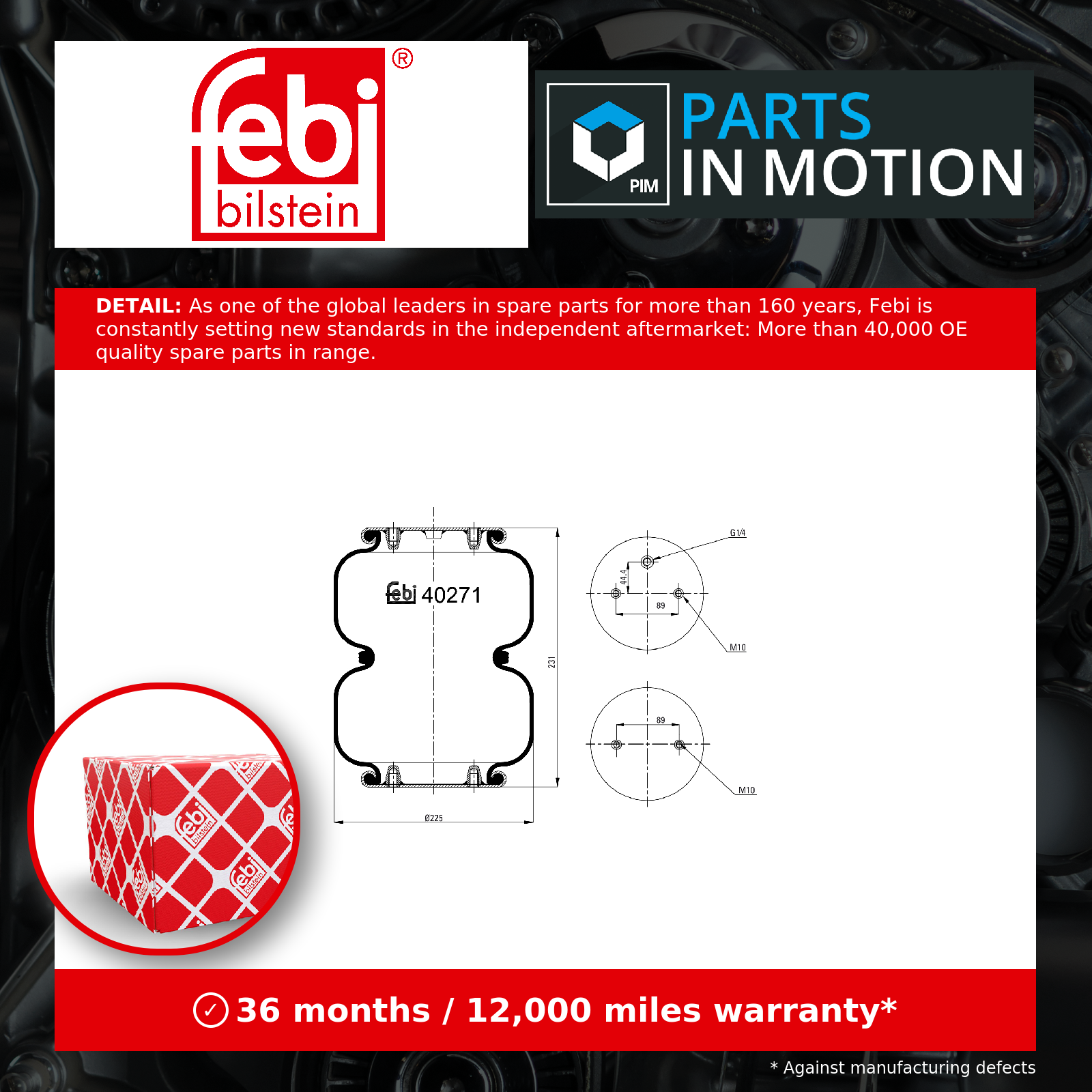 Air Suspension Spring 40271 Febi Bag 016793 Genuine Top Quality Guaranteed New
