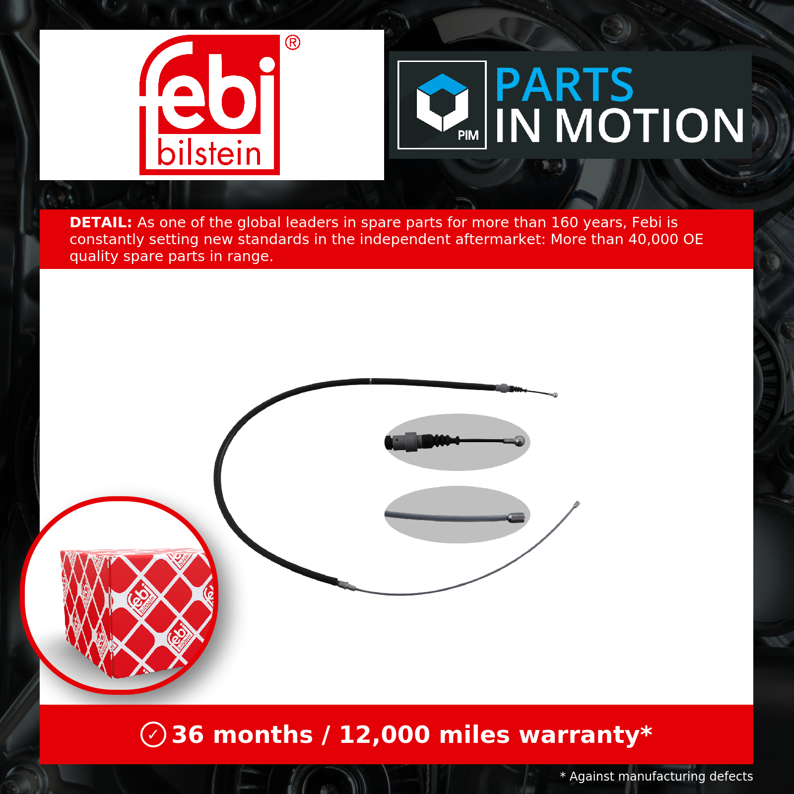 Febi Handbrake Cable Rear Left or Right 49624 [PM971578]