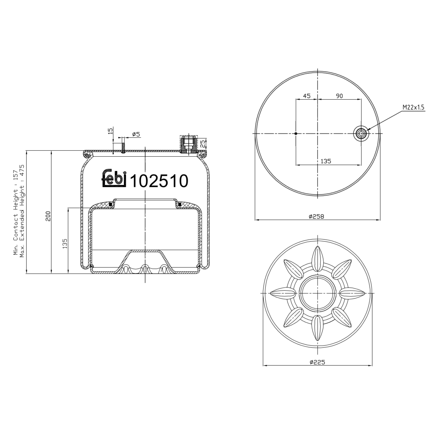 Febi 102510 Air Suspension Spring