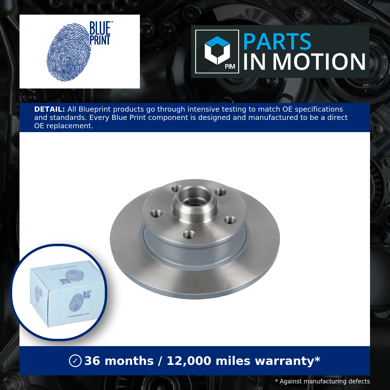 Blue Print 2x Brake Discs Pair Solid Rear ADV184380 [PM1608058]