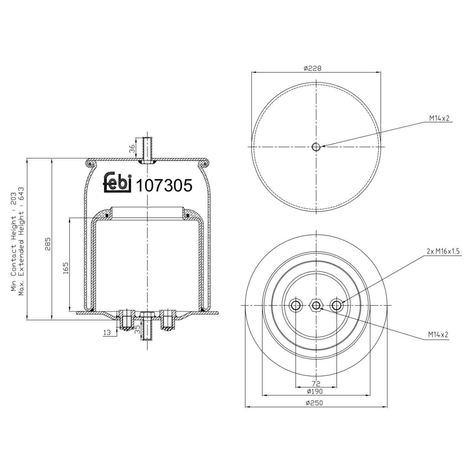 Febi 107305 Air Suspension Spring