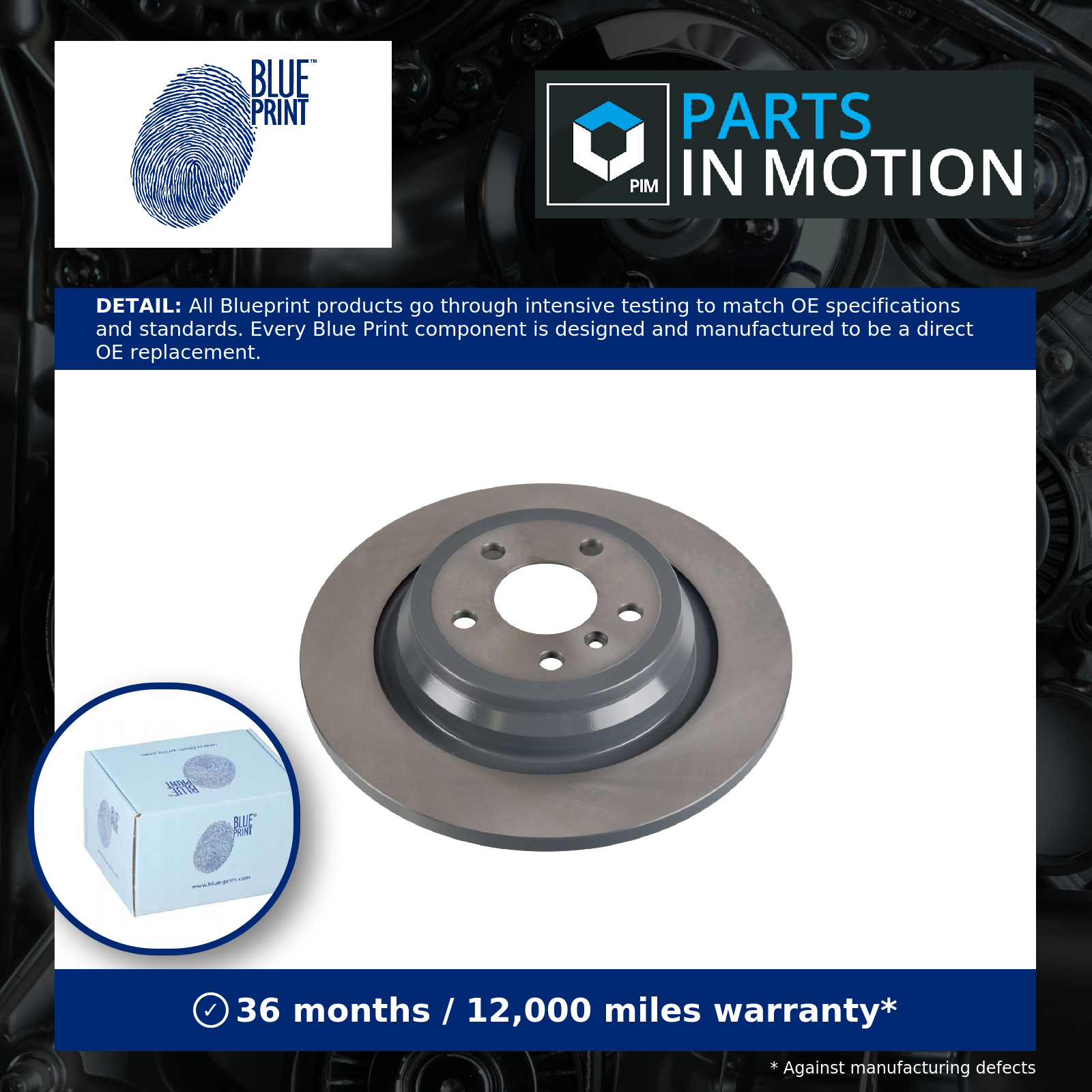 Blue Print 2x Brake Discs Pair Solid Rear ADU1743121 [PM1724559]