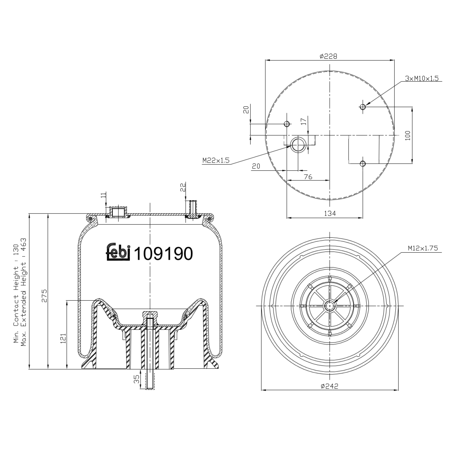 Febi 109190 Air Suspension Spring