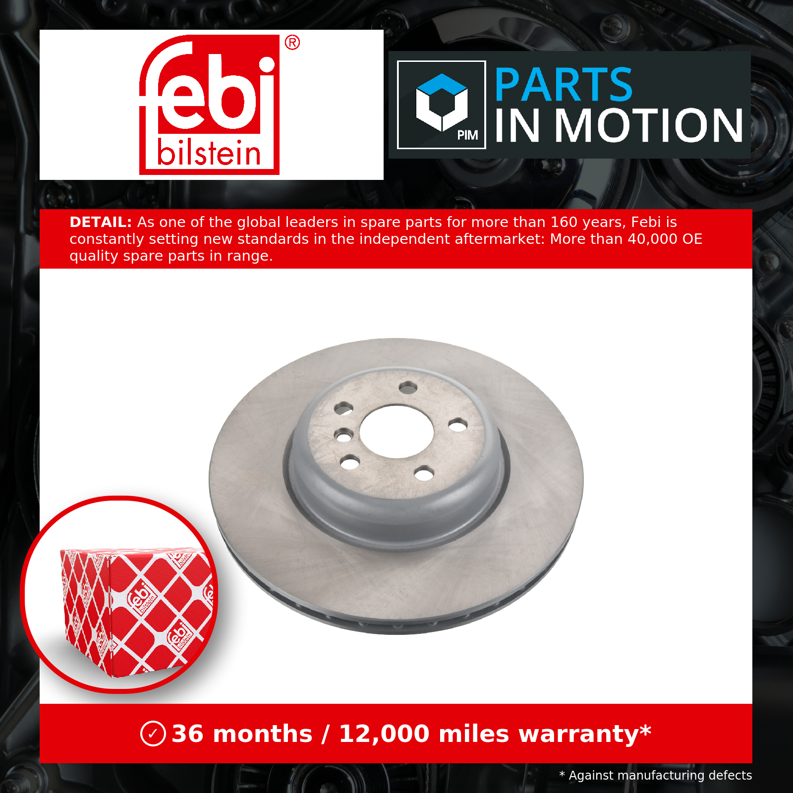 Febi 2x Brake Discs Pair Vented Rear 171450 [PM1844764]