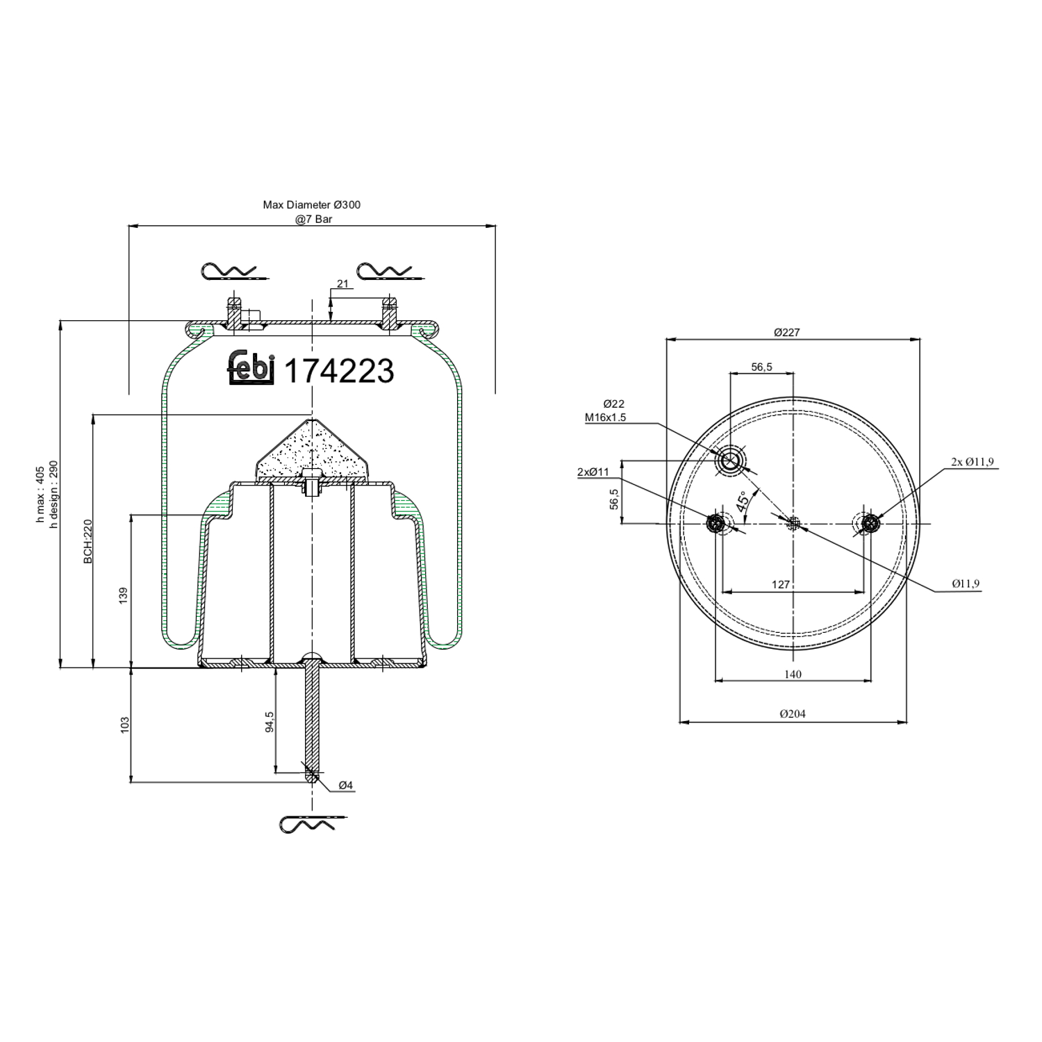 Febi 174223 Air Suspension Spring