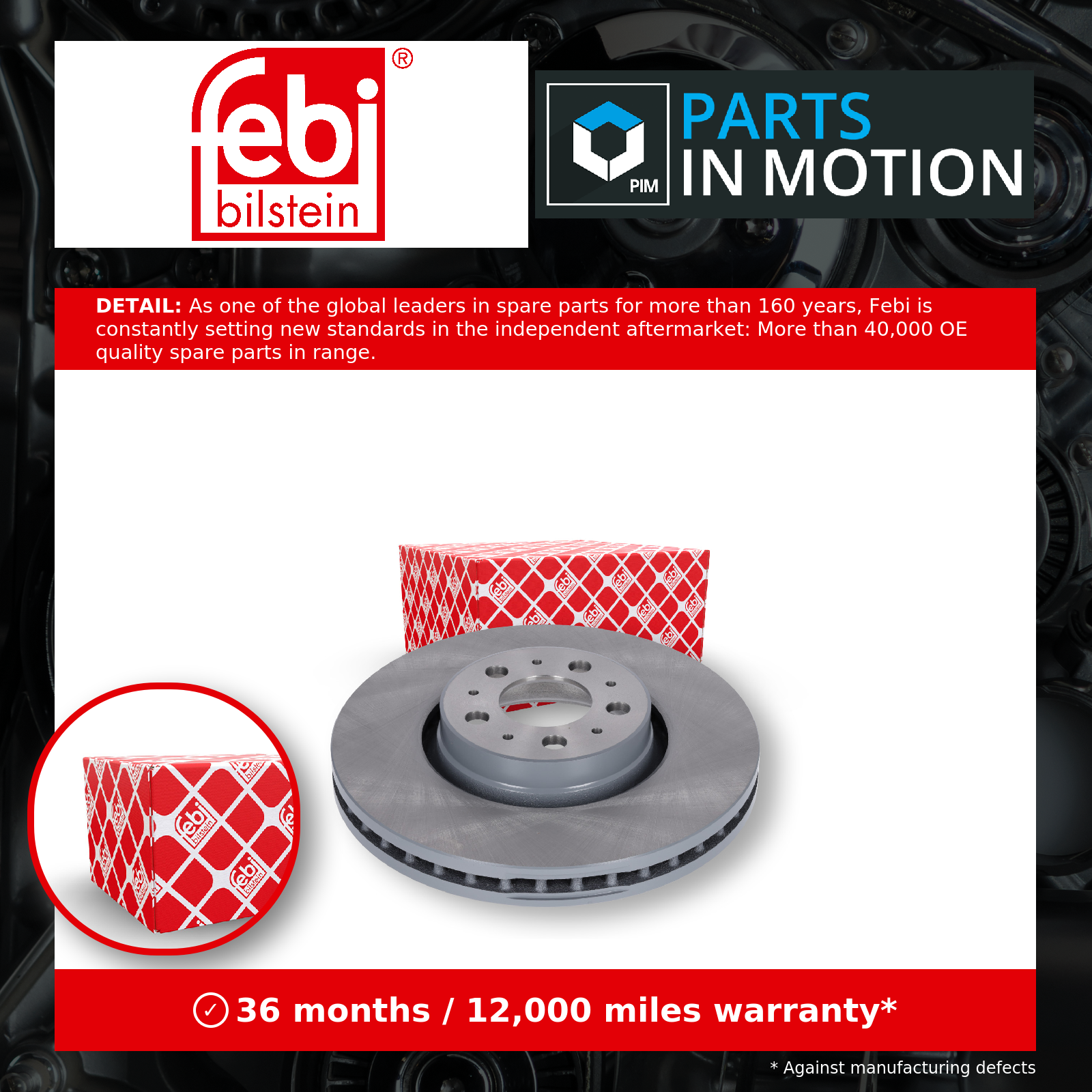 Febi 2x Brake Discs Pair Vented Front 43926 [PM1997054]