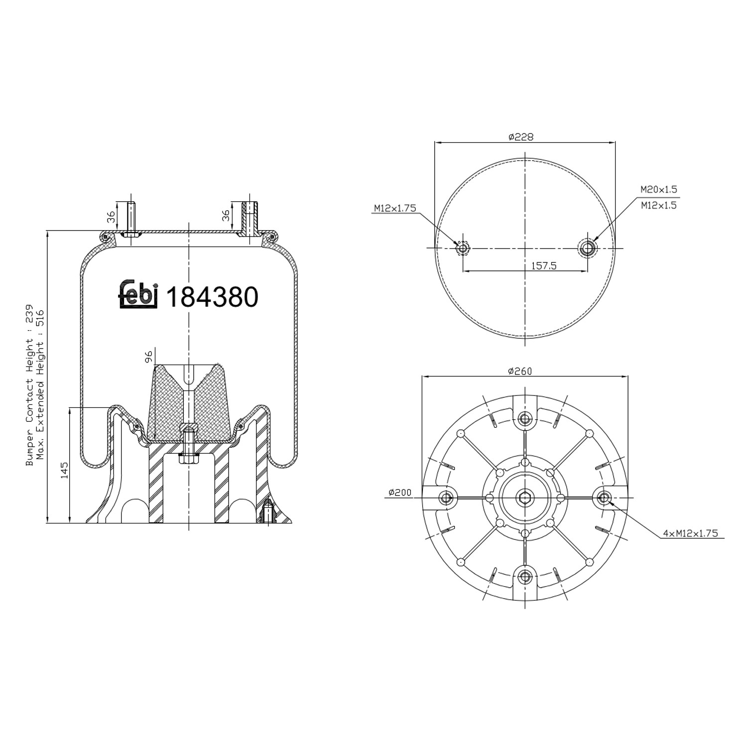 Febi 184380 Air Suspension Spring