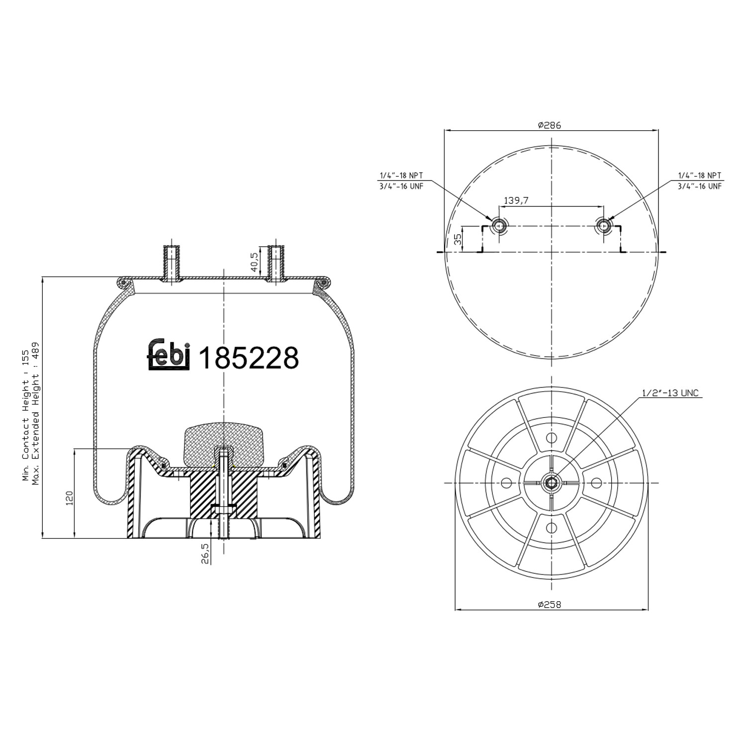 Febi 185228 Air Suspension Spring