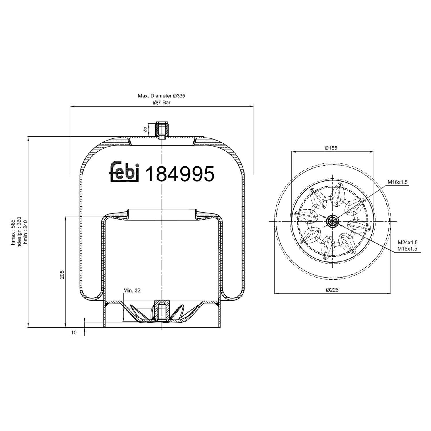 Febi 184995 Air Suspension Spring