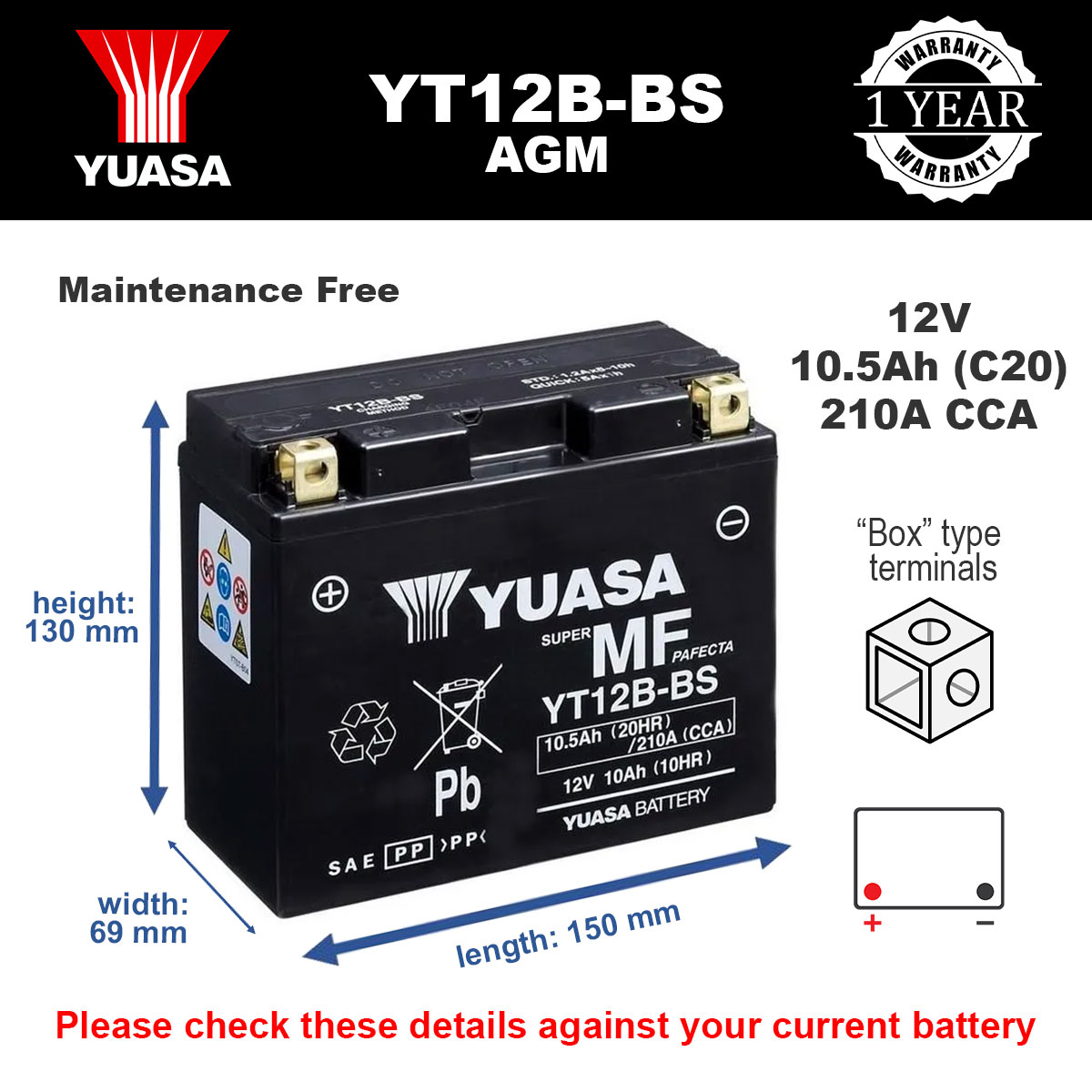 Yuasa YT12B-BS