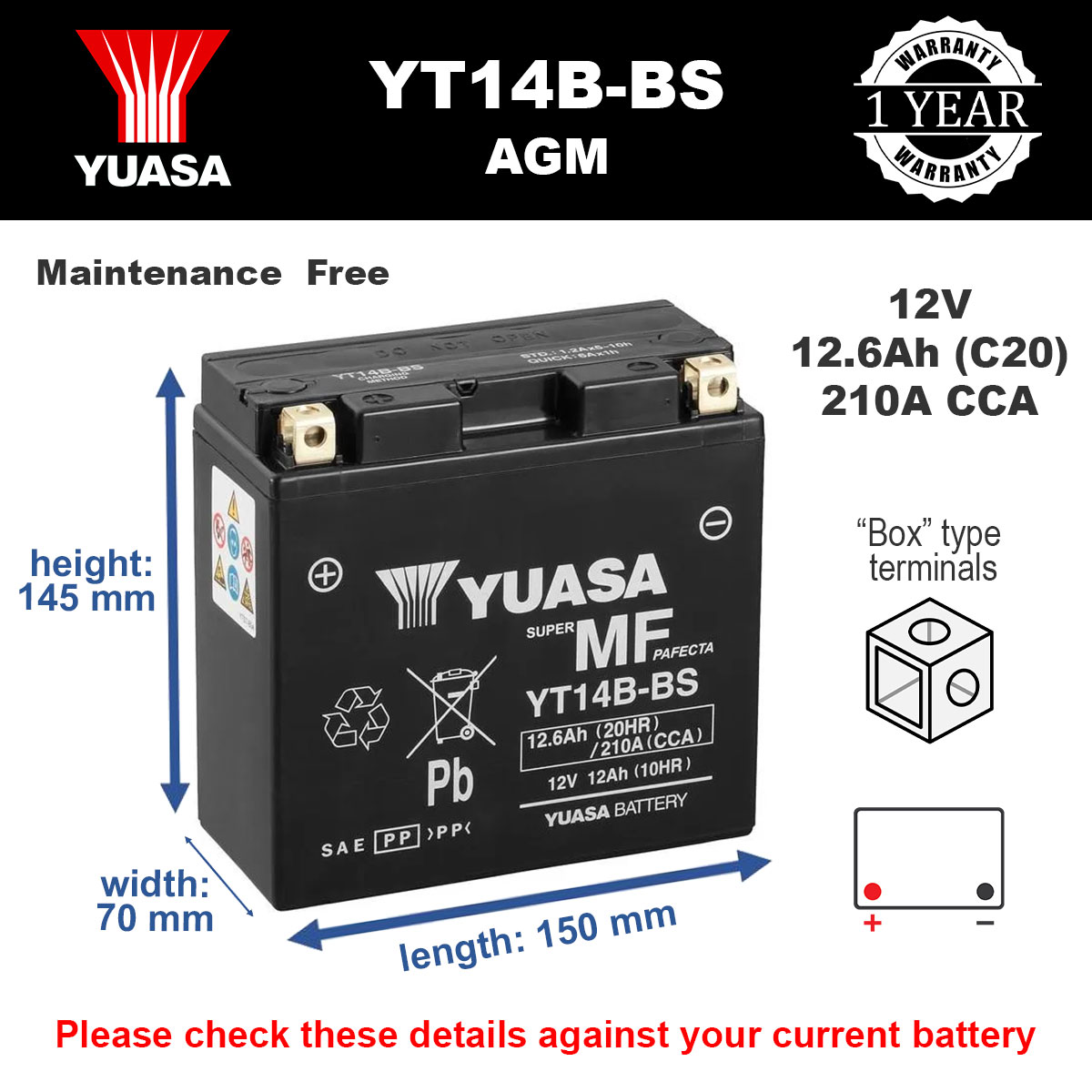 Yuasa YT14B-BS
