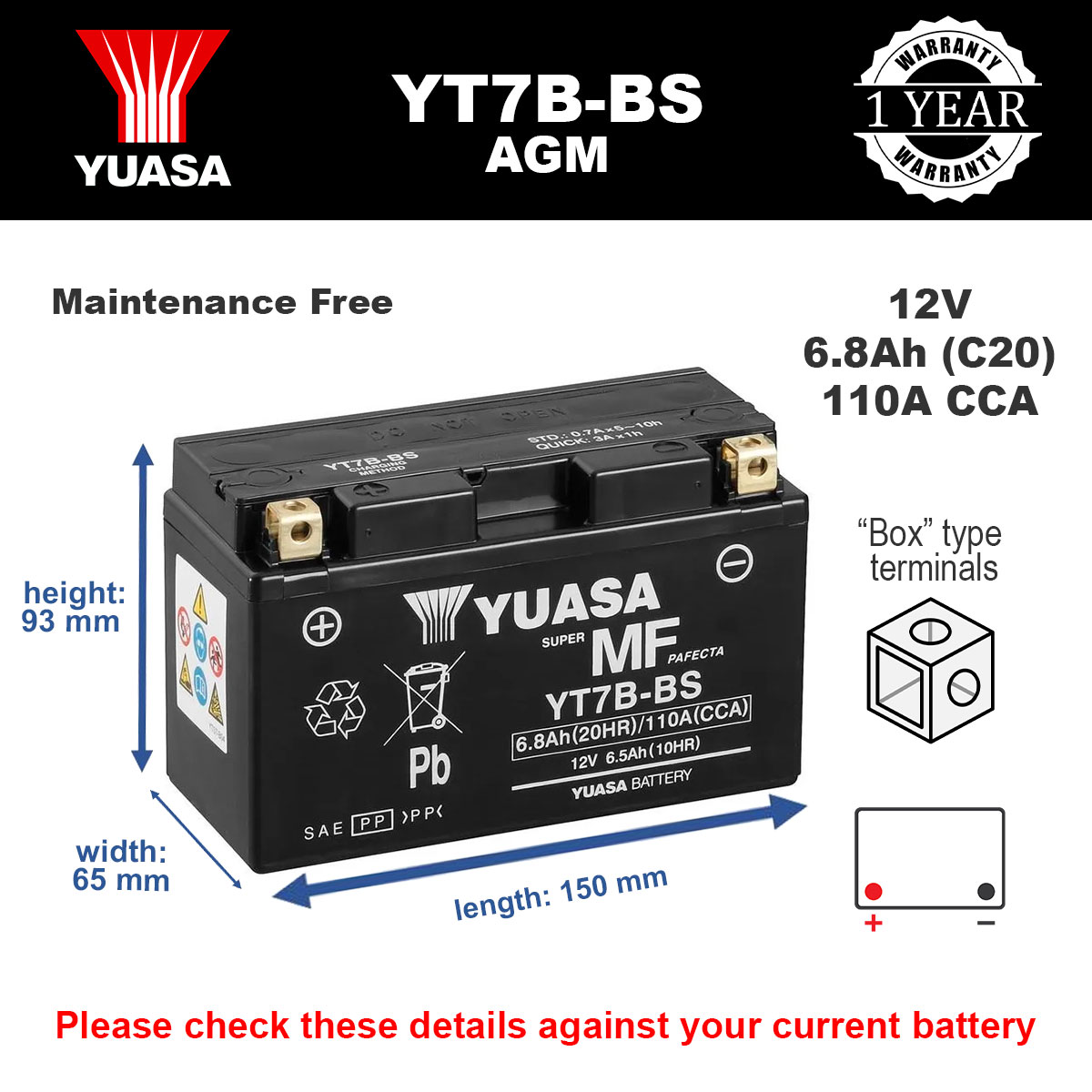 Yuasa YT7B-BS