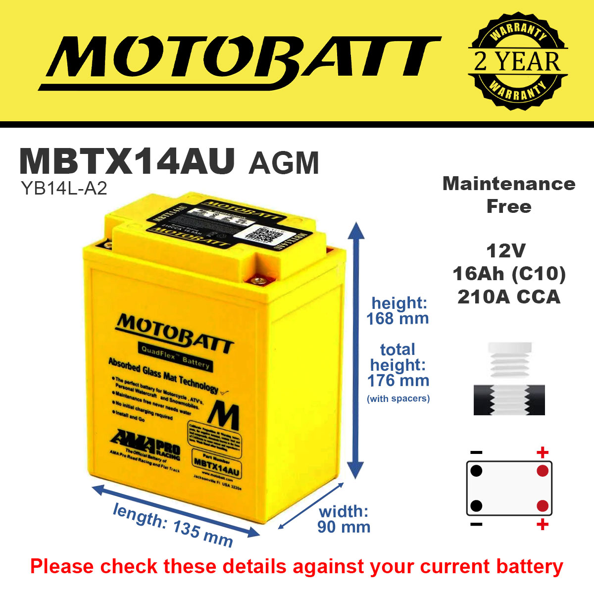 Motobatt MBTX14AU