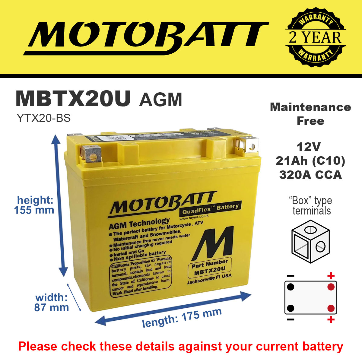 Motobatt MBTX20U