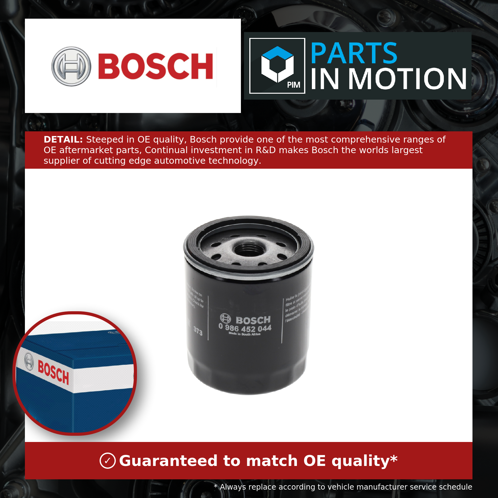 Bosch Oil Filter 0986452044 [PM551791]