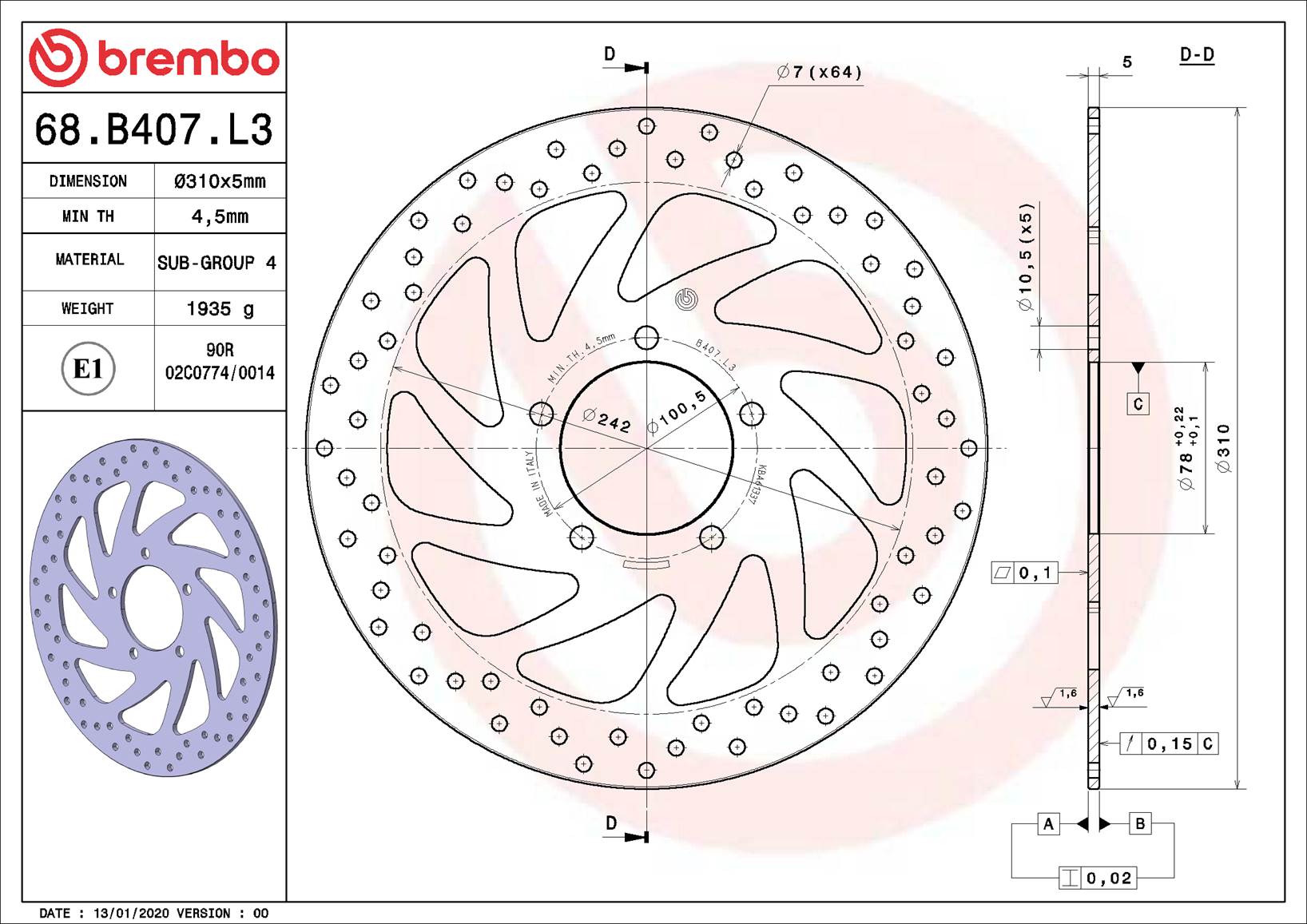 Brembo 68B407L3