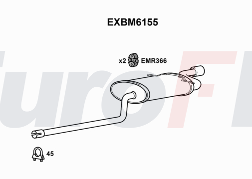 EuroFlo EXBM6155 Exhaust Back / Rear Box