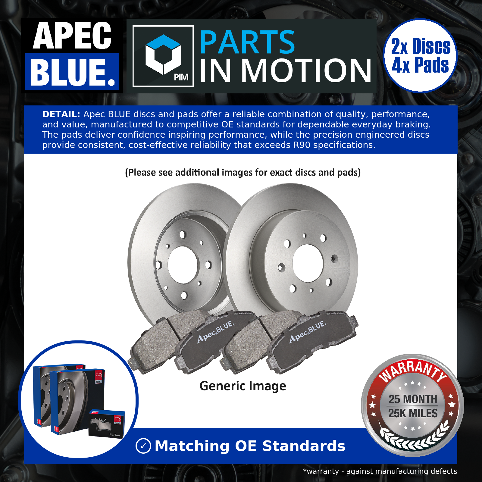 Apec Blue 2x Solid Brake Discs and Pads Front SDK6075+PD3011 [PM2601200]