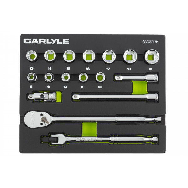 Carlyle CSS38017M 17PC 3/8DR 6PT SOCKET SET 8-19MM
