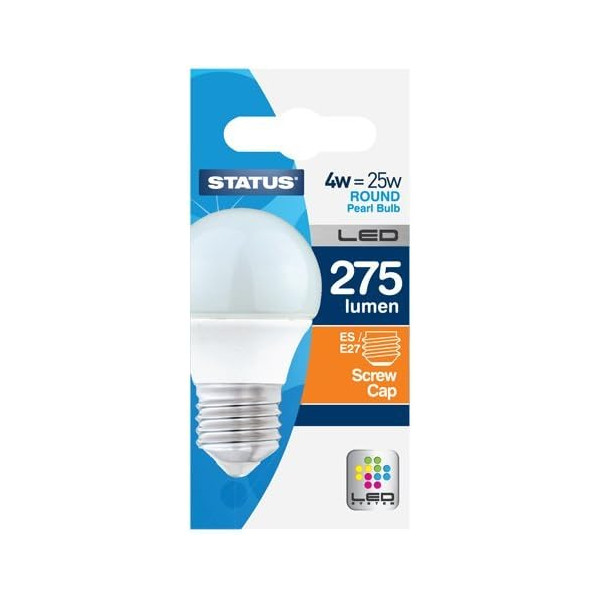 Status 2.5SLRWE27P1B10 BULB 2.5W = 25W = 250 LUMENS LED - ROUND - E27 - PA - PEARL - WARM WHITE - 1 PK